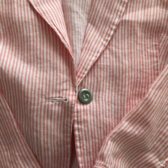 Linen Salmon and White Striped Blazer-style Jacket - Picture 3 of 5